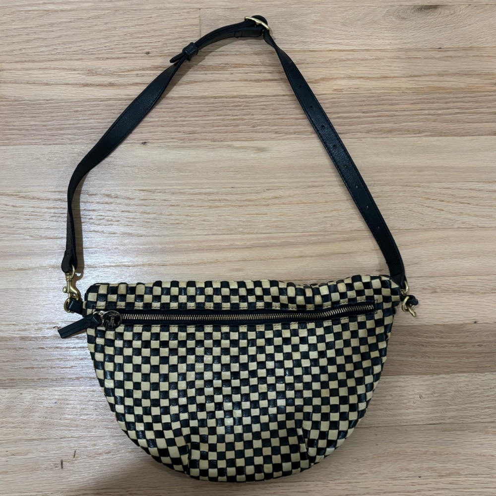 Clare V Checkered Crossbody Bag in Black and Cream